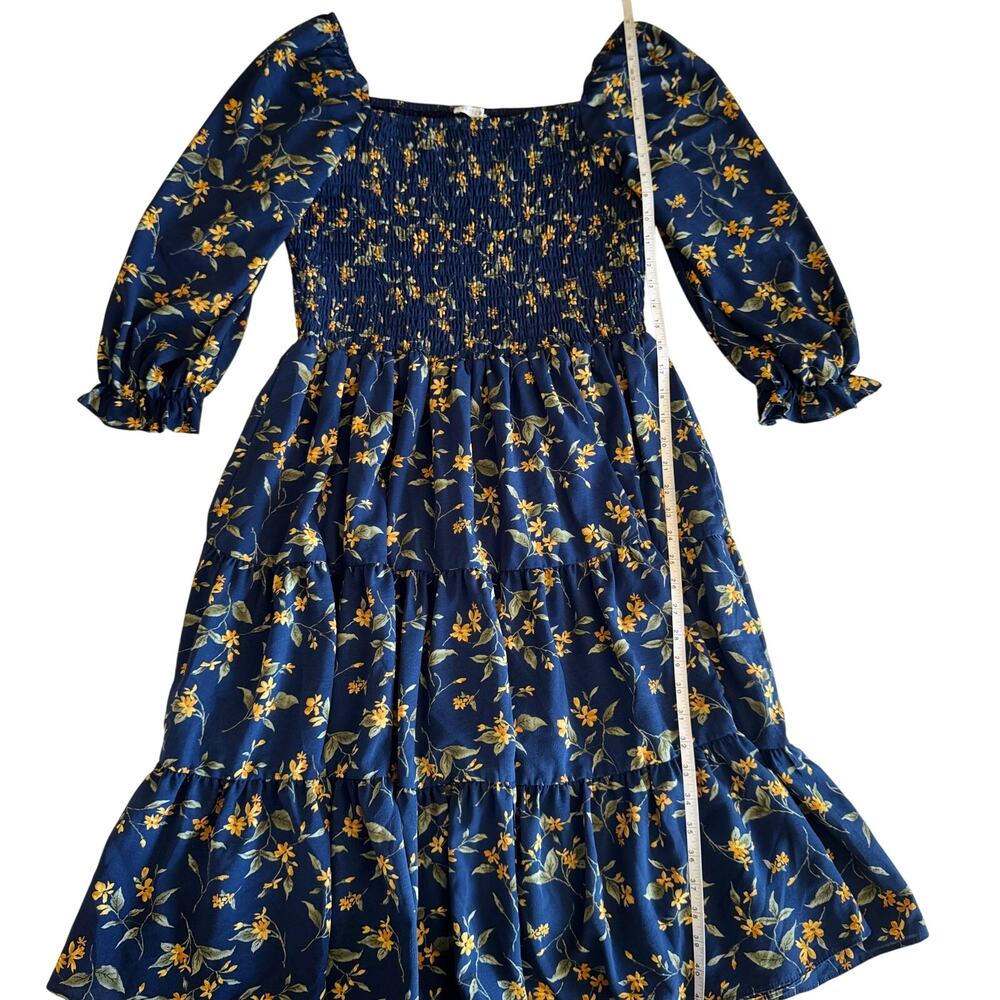 Baltic Born Marta Dress Bohemian Romance Wuthering Heights Floral Midi 1XL Navy - Picture 7 of 16